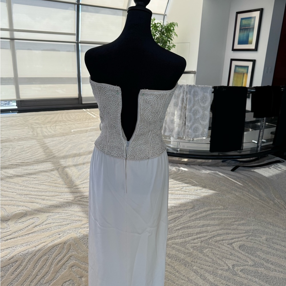 Vintage Handmade Strapless Cream Hand Beaded and pearled corset top and skirt - Picture 5 of 12